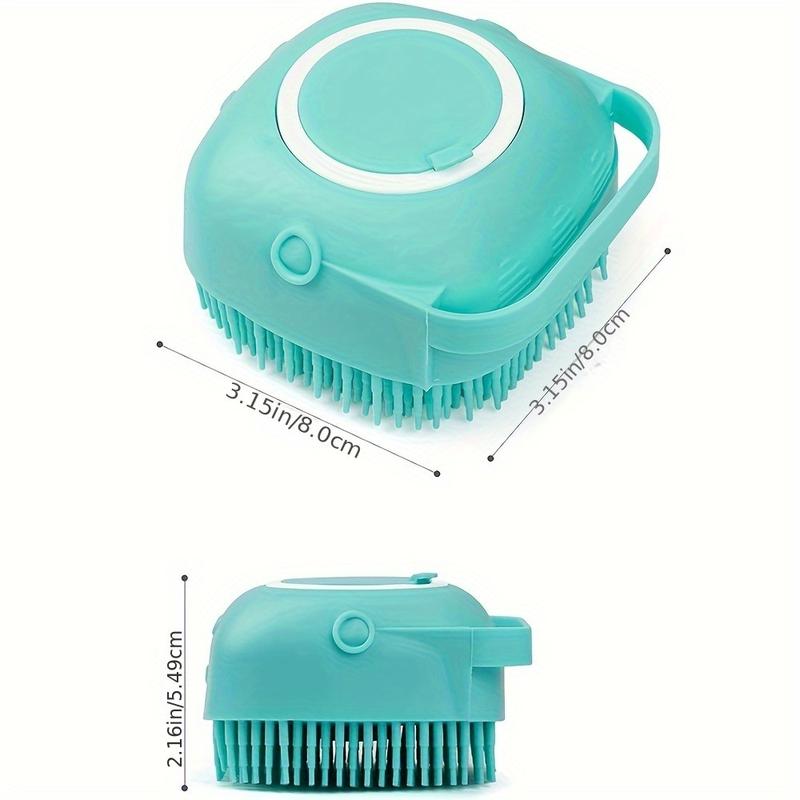 Pet Bath Brush, Silicone Massage Brush with Shampoo Dispenser, Ideal Bath Accessories for Dogs & Cats
