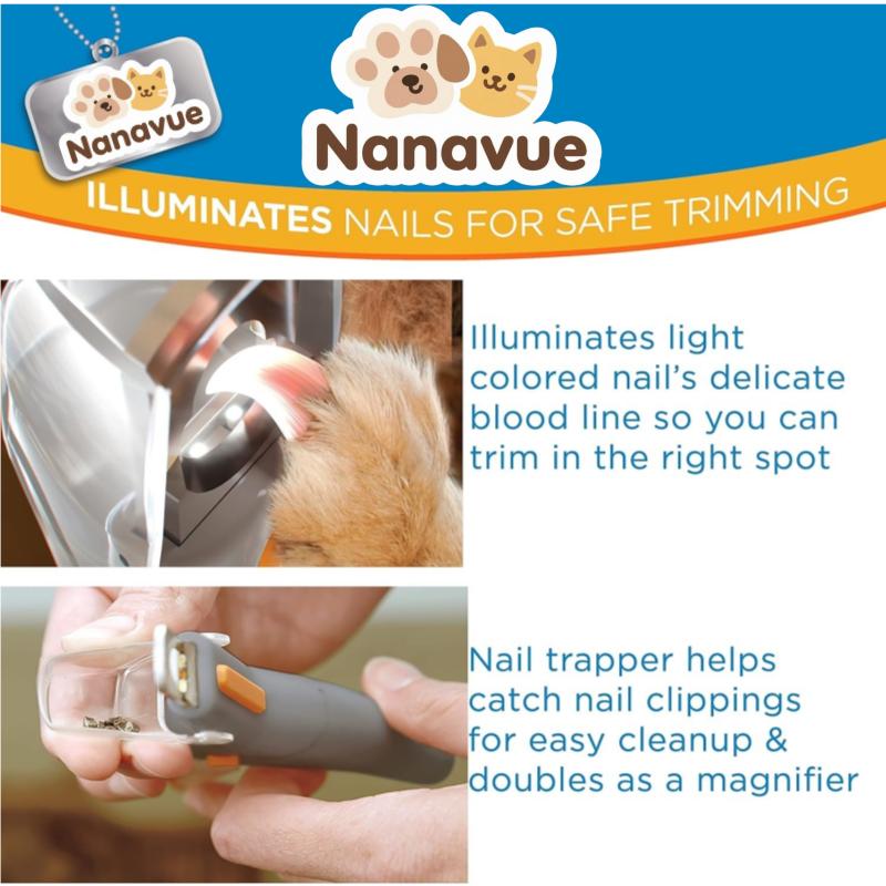 LED Light Pet Nail Clipper - 5X Magnification Trimmer for Cats & Dogs, Scissor Safe, Vets Recommended Grooming Tool with Super-Bright LEDs for Precise Nail Trimming PetCare