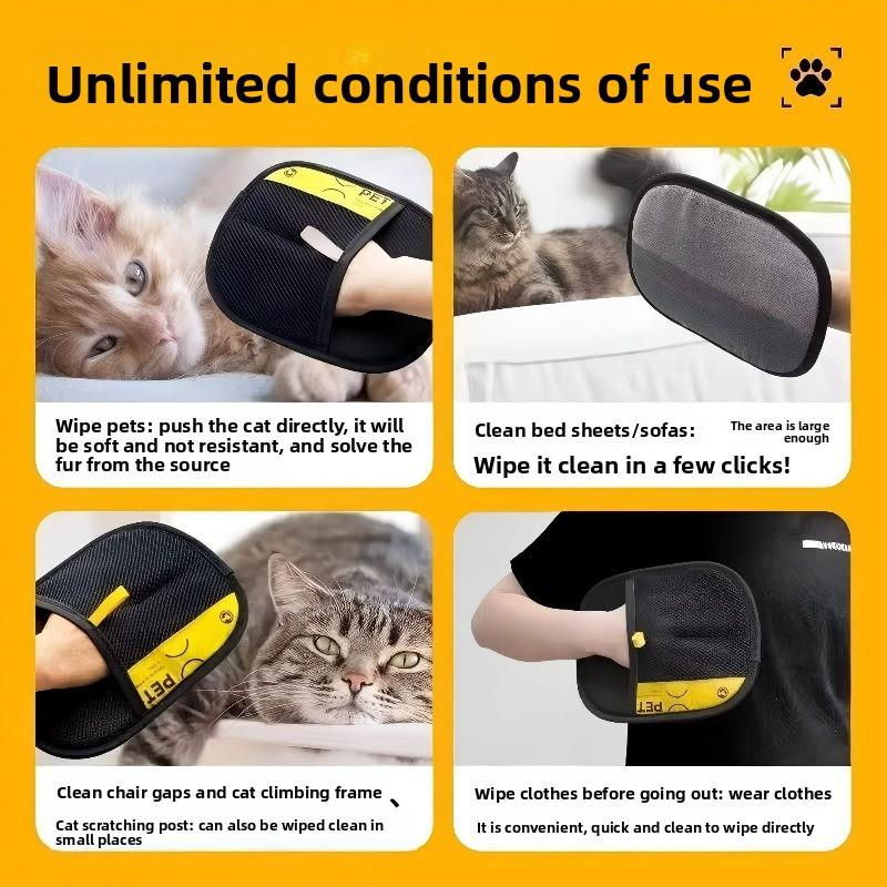 Essential Home Pet Hair Removal Glove, Dual Brush Design, Static Electricity Fur Remover, Deshedding Tool, Perfect for Cats and Dogs, Must-Have Grooming Tool